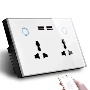 13A UK Wifi Smart Socket Universal Double Wall Socket Touch Smart Switch with Power Monitoring and 2 USB+2 Outlet