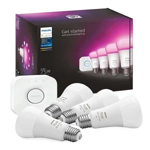 Smart Light Kit Starter Set Includes (1) Connector, (4) 75W A19 E26 LED Ambient Light Bulbs, Crystal Dimming Control App, Alexa
