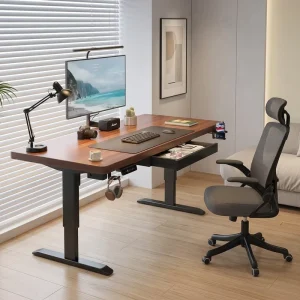 1400*700mm Single Motor Electric Height-adjustable Desk with 25mm Desktop, Home Computer Desk, Study and Office Desk with Drawer