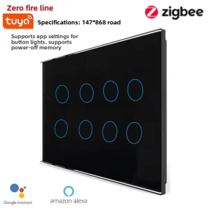 147 Specifications 10gang Zigbee Smart Switch Zero Live Wire Customizable Button Lights Power-Off Memory Smart Home System