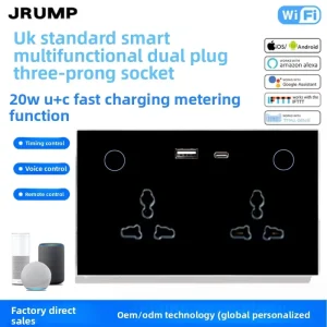 147 USB-C PD 20W Fast-Charging Touch Panel Smart Socket Wi-Fi Zigbee Waterproof 16A Power Metering Smart Home Alexa Voice