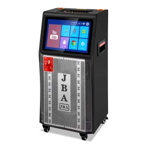 15 Inch Outdoor Subwoofer Speaker With 23 Inch Smart Touch LED Display Screen Portable Trolley Plays Video