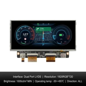 15″ Stretched Bar LCD Display 1920×720 IPS 1000nits -30 to 85 Wide Temp Screen for Industrial HMI with 60 PIN LVDS