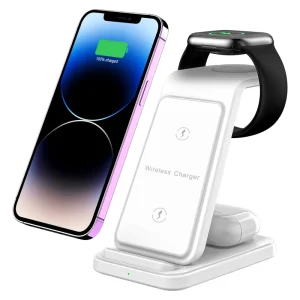 Portable Magnetic Foldable 3-in-1 Wireless Charger 15W Phone Charging Station for iPhone, iWatch, and Earbuds