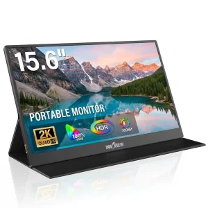 15.6 Inch PU Leather Portable Monitor 2K QHD 1440P 100 SRGB HDR With Desk Mount for Desktop Laptop Use