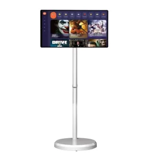 15.6 Inch Smart Touch Screen LCD TV Monitor Portable Movable Wireless Floor Stand White Full HD Indoor Education Low Blue Light