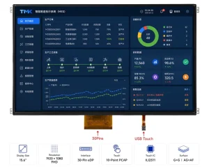 15.6Inch 1920×1080 TFT IPS LCD Touch Screen Module EDP Compatible NV156FHM-N61 PCAP G+G Embedded Industrial Workstations HMI