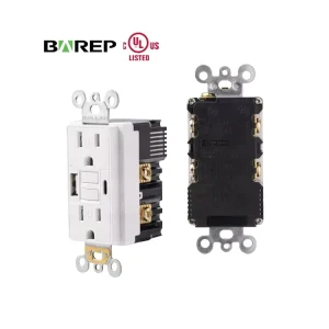 15A 125V ETL Listed Self-Test GFCI Outlet USB-A and C 4.8A Tamper-Resistant Socket with 1 LED Indicator