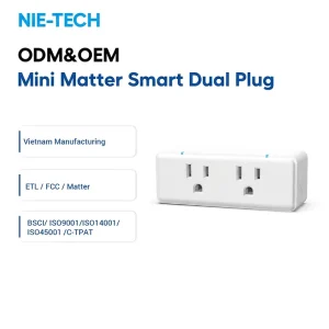 15A Matter Smart Dual Outlet Plug Compatible with Alexa Google Apple HomeKit No Hub Required In-Wall Wall Socket