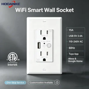 15A Smart WiFi TR Wall Socket with USB A 2.4A Tamper Resistant