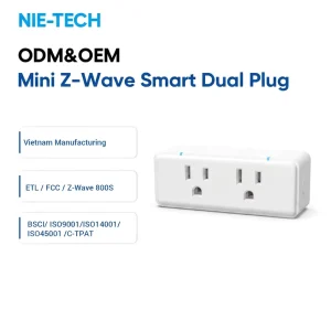 15A Smart Z-Wave 800 Series Dual Outlet Plug Compatible with Alexa Google Home SmartThings Hubitat Z-Wave Hub Required Indoor