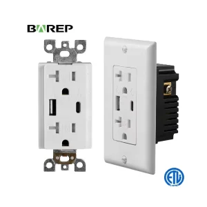 15A Tamper Resistant TR Receptacle with 2 Outlets Copper USB QC 3.0 PD High Speed Fast Charge 30W Wall Socket