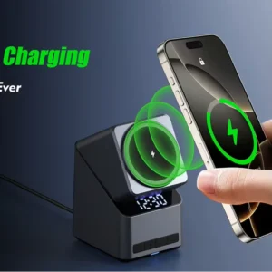 3-in-1 Portable Foldable Wireless Charging Station, 15W Magnetic Wireless Charger and Phone Stand