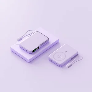Magnetic Metal 15W/20W Wireless Power Bank, 10000mAh, with Built-In Foldable Stand, Dual Fast Charging up to 22.5W, and Data Cable