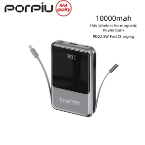 15W Magnetic Wireless Charging Power Bank, 22.5W Super Fast Charging, 10000mAh Lithium Polymer Battery, Ultra-Thin Portable Design