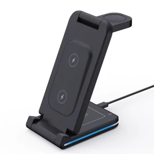 New Folding Wireless Charging Stand for Phones, Earbuds, and Watches – 15W Magnetic Fast Charging