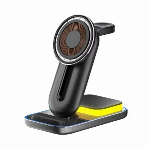 15W Portable Foldable Magnetic Fast Wireless Charger, 4-in-1 Wireless Charger for Phones, Watches, and Earbuds
