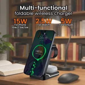3-in-1 Magnetic Wireless Charger, 15W Fast-Charging Wireless Charging Station