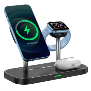 15W Fast Wireless Charger 3 in 1 Magnetic Wireless Charger for Cell Phone Watch Earphone