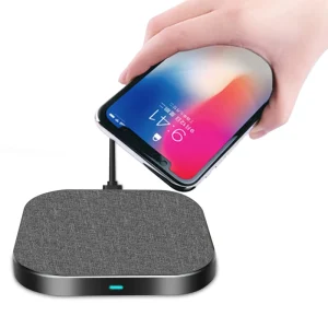 15W Fast Wireless Charger Pad Super-Slim Aluminum Alloy Fabric Qi Charging Station for iPhone 15 14 13 Samsung S24
