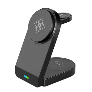Portable 15W Electric Foldable Magnetic 3-in-1 Wireless Charger with OTP OVP Fast Charging and Retractable Cable, for iWatch