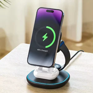 Portable 15W PD 3.0 OTP Smartphone Wireless Fast Charging 3-in-1 Magnetic Charger