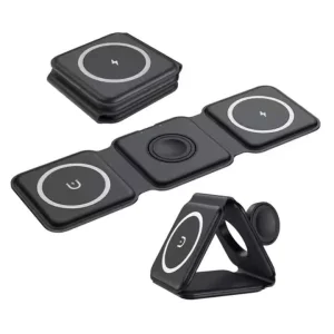 Portable Fast-Charging 15W PD Foldable 3-in-1 Magnetic Wireless Charging Station for Phones and Other Devices