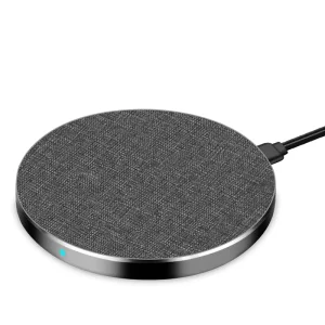Linen-Textured Aluminum Alloy 15W Universal Qi Mini Wireless Charging Pad for iPhone and Android