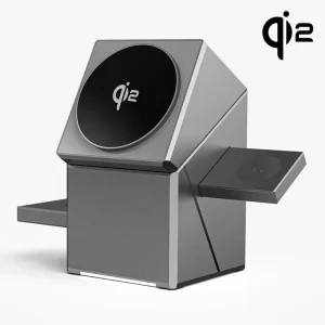 15W Qi2 3 in 1 Magnetic Autorotation Quick Wireless Charger for Android iPhone IWatch Airpods Fast Charging Dock Station