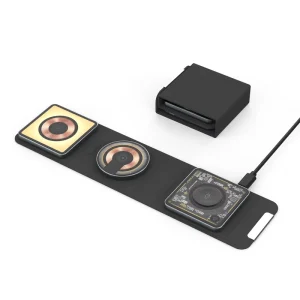 Foldable 3-in-1 Magnetic Wireless Charging Station, 15W Fast Charger for Phones, Earbuds, and Smartwatches, Supports Type-C Input