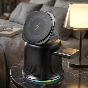 3-in-1 Wireless Charging Station, Portable Foldable 15W Magnetic Wireless Charger with Type-C Port, for Phones and Earbuds Stand
