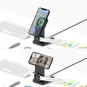 Strong Magnetic 3-in-1 15W Wireless Charging Station for iPhone 12, Supports Earphones