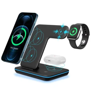 15W New Innovative Wireless Charger, Best-Selling Desktop 3-in-1 Magnetic Wireless Charging Stand for iPhone 15/14