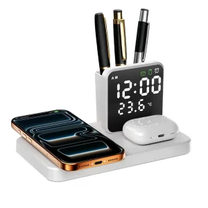 Multifunctional Wireless Charging Station, Fast 15W Desktop Charger for Smartwatches, iPhone 15 Pro Max/16/17, and Earbuds