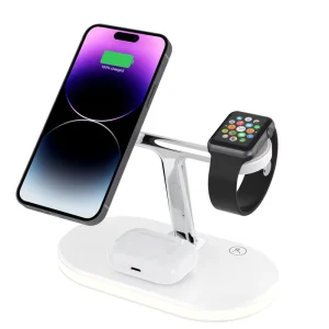 5-in-1 Magnetic Wireless Charger, 15W Fast Charging, Strong Magnetic Hold, Compatible with iPhone 17/16/15/14, iWatch, and AirPods