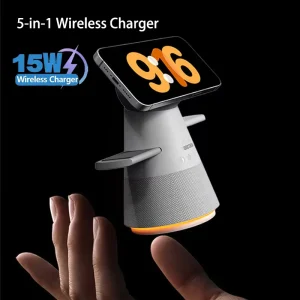 15W Fast-Charging 3-in-1 Wireless Magnetic Charger for iPhone and Apple Watch with LED Indicator