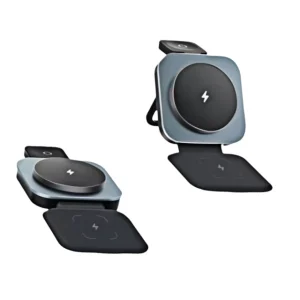 Foldable 3-in-1 Magnetic Wireless Charger 15W Fast Charging Station Aluminum Alloy Body Compatible with iPhone iWatch AirPods Pro