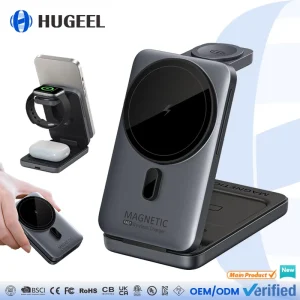 Wholesale 15W Magnetic Wireless Charger, Portable Foldable Charging Station, PD Fast-Charging Desktop Charger for Mobile Phones and Smartwatches