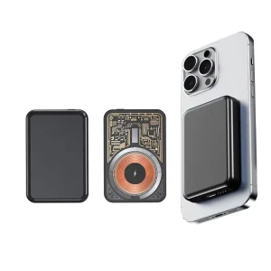Transparent 15W Magnetic Fast-Charging Ultra-Thin Wireless Power Bank, PD 20W, Type-C Input, Lithium Polymer, 10,000 mAh