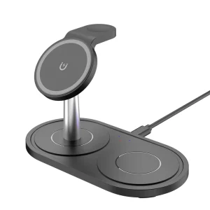 3-in-1 15W Fast Magnetic Wireless Charging Pad, Foldable Magnetic Wireless Charging Station, Plastic, for iPhone 14 Pro