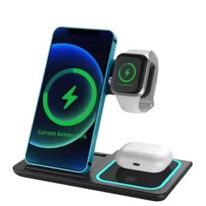 High-Quality Foldable Portable 15W 3-in-1 Wireless Charger for Phones, Watches, and Earbuds at Home and in the Office