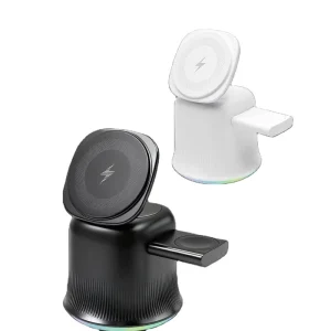 Portable 3-in-1 Magnetic Wireless Charger, Fast Charging, Foldable Design, 15W Output, Compatible with Phones, Watches, and Earbuds