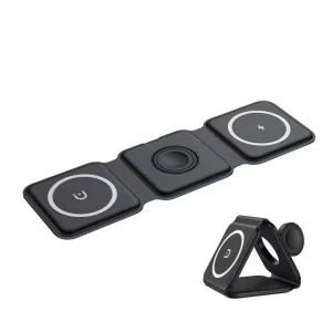 Portable 15W PC 3-in-1 Multifunctional Wireless Charging Device for Mobile Phones, Earbuds, and Smartwatches