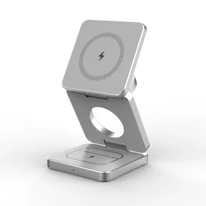 In-Stock 15W Foldable 3-in-1 Wireless Charger, USB-C Charging Station, Magnetic Wireless Travel Charger for iPhone, iWatch, and Earbuds