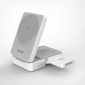 New 15W Magnetic 3-in-1 Foldable Wireless Charging Stand for Phones and Earphones, Electric Flexible Type for iPhone