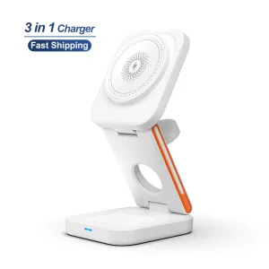 Premium Foldable 15W 3-in-1 Strong Magnetic Multifunctional Wireless Charger for iPhone, iWatch, and AirPods