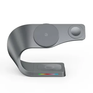 15W Fast 4-in-1 Wireless Charger Metal Stand with Wi-Fi Charging Technology