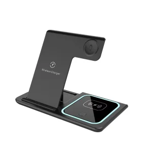 3-in-1 Portable Foldable Wireless Magnetic Charger, 15W Fast Charging for Earbuds and Phones, Night Light, QC3.0, Type-C Port, Factory