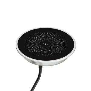 15W Output Fast-Charging USB-Port Aluminum Desktop Magnetic Wireless Charger, Silver/Black