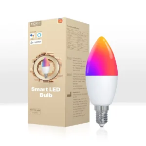 Tuya Matter Wireless Smart Light Bulb, Dimmable LED Lamp, 16 Million RGB Colors, E14 Candle Bulb, Voice Control, Alexa and Google Home